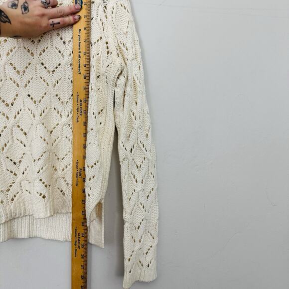 Loft Cream Crochet Pullover Sweater Women’s Size M - Picture 6 of 9